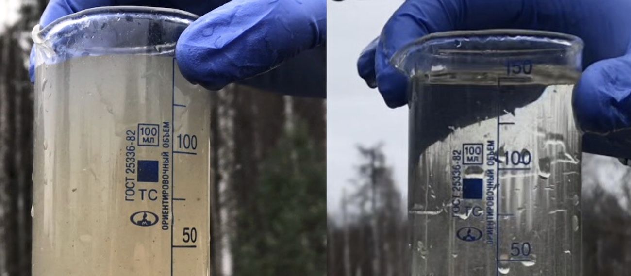 dirty water and clean water in a glass